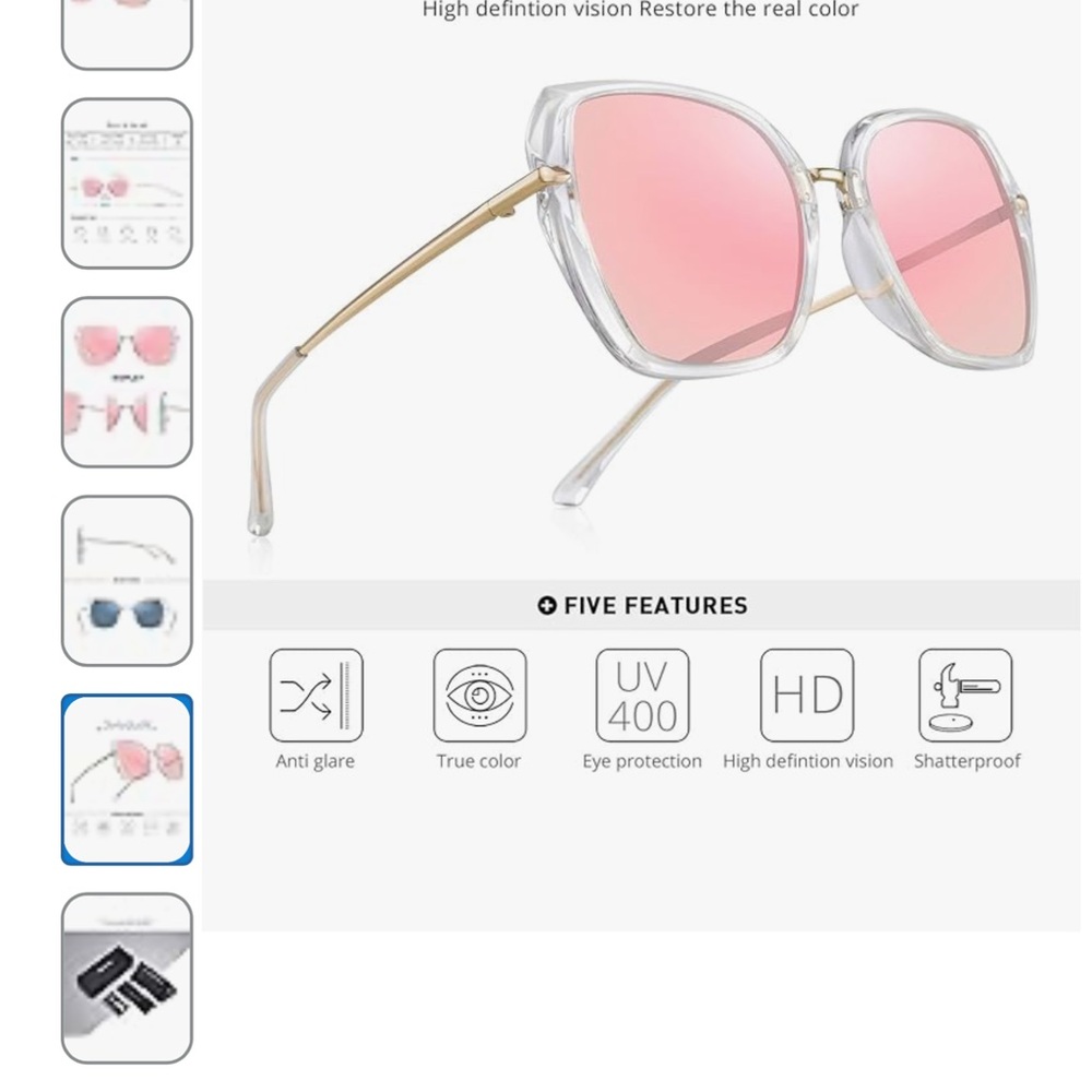 Elegant Gold-Toned Square Sunglasses - Picture 2 of 7